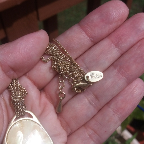 Lia Sophia gold tone pendant on multi strain chain - Picture 5 of 5